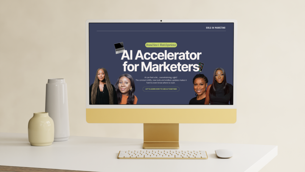 Desktop PC displaying a screen showing AI Accelerator for Marketers